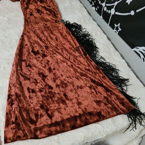 Silverado Velvet Flare Bell Bottom Pants Womens Size Medium Brown Fringed - Picture 4 of 10